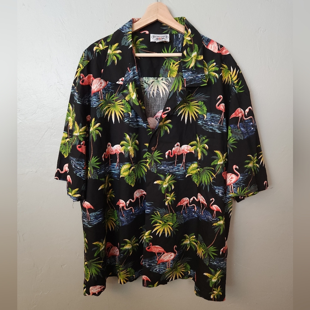 Vintage 1980s Hawaiian Tropical Button Front Shirt